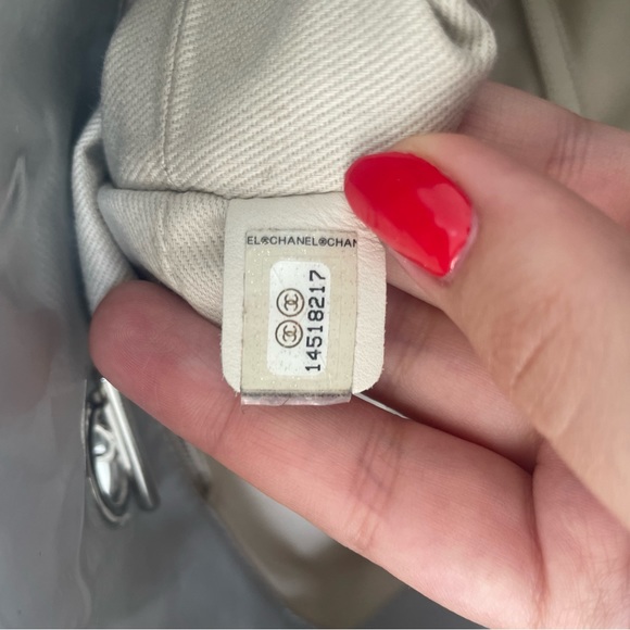 SOLD Chanel Vinyl Quilted In The Business North South Tote Light Grey - Picture 9 of 13